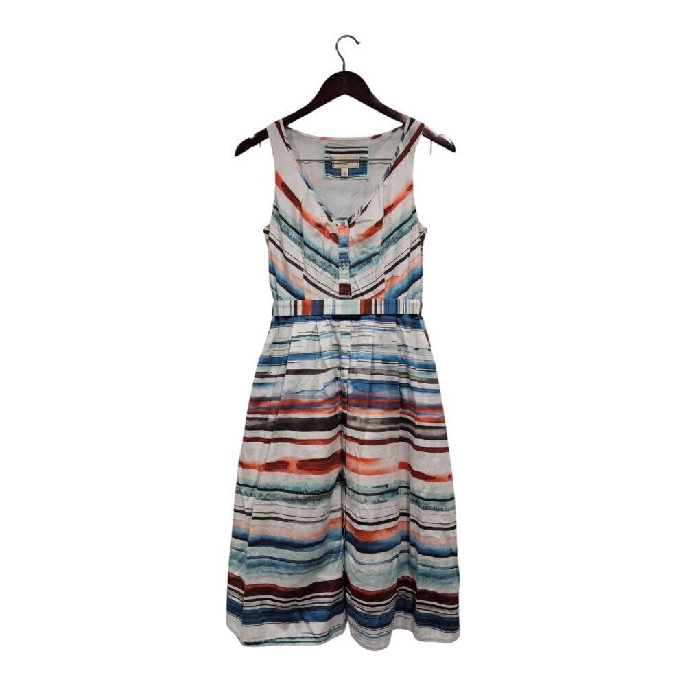 Moulinette Soeurs Anthropologie Afterlight Button Front Striped Midi Dress Sz 2
